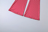 New Striped Print Crew Neck Long-sleeved Top and Slim-fit Pants Set ZJQD-89586