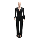 Sexy Deep V-neck Sequined Long-sleeved Loose Jumpsuit CYA-902224