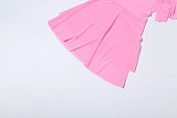 New Solid Color Mesh Panel Loose Top and Skirt Set ZJQD-89406