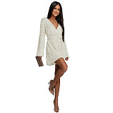 Sexy Long-sleeved Deep V-neck Sequined Dress CYA-902226