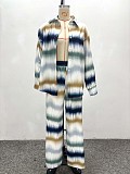 Casual Printed Loose-fitting Shirt and Trousers Two-piece Set QZ-6194
