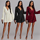 Sexy Long-sleeved Deep V-neck Sequined Dress CYA-902226