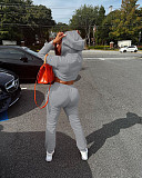 Autumn/Winter Fleece-lined Hooded Sweatshirt Casual Two-Piece Set RS-L279