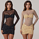 2025 Sexy See-Through Mesh and Rhinestone Short Dress BY-7636