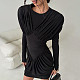 2025 Sexy Solid Color Slim-Fit Ruched Bodycon Dress SXE-87871