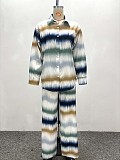 Casual Printed Loose-fitting Shirt and Trousers Two-piece Set QZ-6194