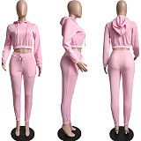 Autumn/Winter Fleece-lined Hooded Sweatshirt Casual Two-Piece Set RS-L279