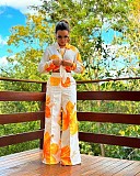Stylish Zebra Print Long-sleeved Cardigan Shirt and Trousers Two-piece Set QZ-382
