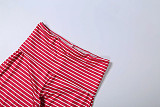 New Striped Print Crew Neck Long-sleeved Top and Slim-fit Pants Set ZJQD-89586