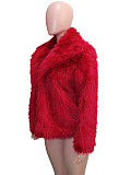 2025 New Collection Elegant Style Short Jacket With Lapel Collar and Faux Fur Effect RS-13330