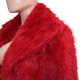 2025 New Collection Elegant Style Short Jacket With Lapel Collar and Faux Fur Effect RS-13330