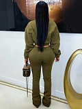 2025 Fashion Half-Zip Cropped Fleece Sweatshirt and Flared Pants Two-Piece Set CH-25069