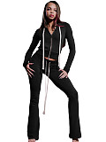 2026 Fashion Hooded Zipper Sweatshirt and Slim-Fit Flared Pants Two-Piece Set CH-25066