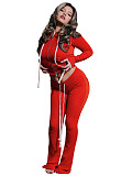 2026 Fashion Hooded Zipper Sweatshirt and Slim-Fit Flared Pants Two-Piece Set CH-25066