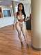 Sexy Leopard Print Cutout Patchwork Slim-fit Short Top and Long Pants Set XS-1924