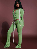 2026 Fashion Hooded Zipper Sweatshirt and Slim-Fit Flared Pants Two-Piece Set CH-25066