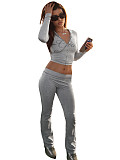 GIA Fashion Printed Hooded Long-Sleeve Thumbhole Flared Two-Piece Set CH-25071