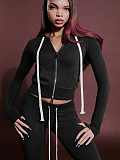 2026 Fashion Hooded Zipper Sweatshirt and Slim-Fit Flared Pants Two-Piece Set CH-25066