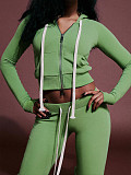 2026 Fashion Hooded Zipper Sweatshirt and Slim-Fit Flared Pants Two-Piece Set CH-25066
