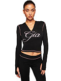 GIA Fashion Printed Hooded Long-Sleeve Thumbhole Flared Two-Piece Set CH-25071