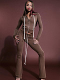 2026 Fashion Hooded Zipper Sweatshirt and Slim-Fit Flared Pants Two-Piece Set CH-25066
