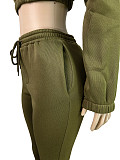 2025 Fashion Half-Zip Cropped Fleece Sweatshirt and Flared Pants Two-Piece Set CH-25069