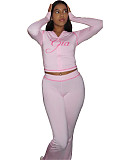 GIA Fashion Printed Hooded Long-Sleeve Thumbhole Flared Two-Piece Set CH-25071