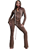 2026 Fashion Hooded Zipper Sweatshirt and Slim-Fit Flared Pants Two-Piece Set CH-25066