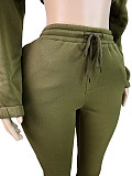 2025 Fashion Half-Zip Cropped Fleece Sweatshirt and Flared Pants Two-Piece Set CH-25069