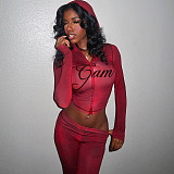 New Slim Fit Cardigan Top and High Waisted Skinny Printed Pants Set SXE-86708