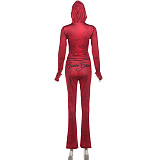 New Slim Fit Cardigan Top and High Waisted Skinny Printed Pants Set SXE-86708
