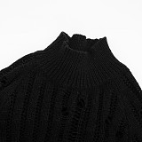 Solid Color Slim-Fit Mock Neck Cutout Long-Sleeve Fingerless Knitted Dress RS-25DS494