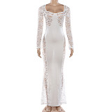 2026 Fashionable and Sexy Hollowed-Out Ripped Bodycon Dress ZJQD-90401