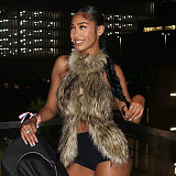 Sexy Furry Halter Neck Tie-Up Backless Sleeveless Slit Crop Top RS-25TP269