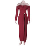 Sexy Off-the-Shoulder Slim-Fit Dress with Flowing Straps and Bodycon Skirt SUM-25339