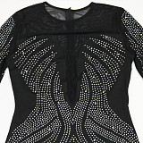 Fashionable Round-Neck Rhinestone-Embellished Slim-Fit Long-Sleeve Short Dress CYA-9021991