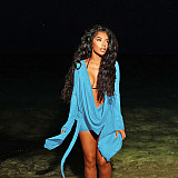 Sexy Mesh Halter Neck Flared Long-Sleeved Backless A-line Dress RS-25DS222