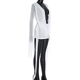 Sexy Mesh Halter Neck Flared Long-Sleeved Backless A-line Dress RS-25DS222