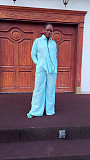 Casual Solid-color Lapel Shirt and Trousers Two-piece Set With Open Back Design QZ-7707