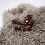 Fashionable Sleeveless Plush Zip-Up Cardigan with Metal Buckle and Cropped Top RS-25TP258