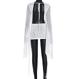 Sexy Mesh Halter Neck Flared Long-Sleeved Backless A-line Dress RS-25DS222