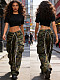 Stylish Camouflage Pocket Pleated Distressed Denim Jeans RS-60110