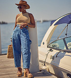 Fashionable and Versatile Slim-Fit Washed Denim Jeans with 3D Pockets RS-50708