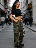 Stylish Camouflage Pocket Pleated Distressed Denim Jeans RS-60110
