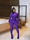 Casual Solid Color Velvet Ribbed Half-High Neck Long-Sleeved Top and Pants Set XINH-2019