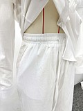 Casual Lapel Cardigan Shirt and Trousers Two-piece Set QZ-7640
