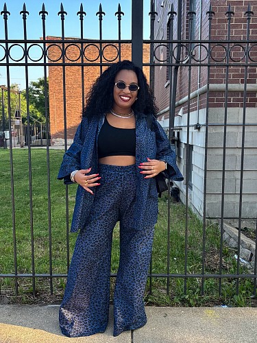 2025 Casual Cardigan Leopard Print Shirt and Wide-Leg Pants Two-Piece Set QZ-7262