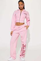 Casual Cardigan Sweatshirt and Drawstring High-Waisted Pants Set FC-1443