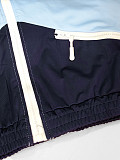 Stylish Color-block Zip-up Cardigan and Wide-leg Pants Two-piece Set RS-391431