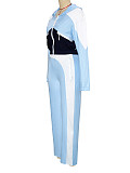 Stylish Color-block Zip-up Cardigan and Wide-leg Pants Two-piece Set RS-391431